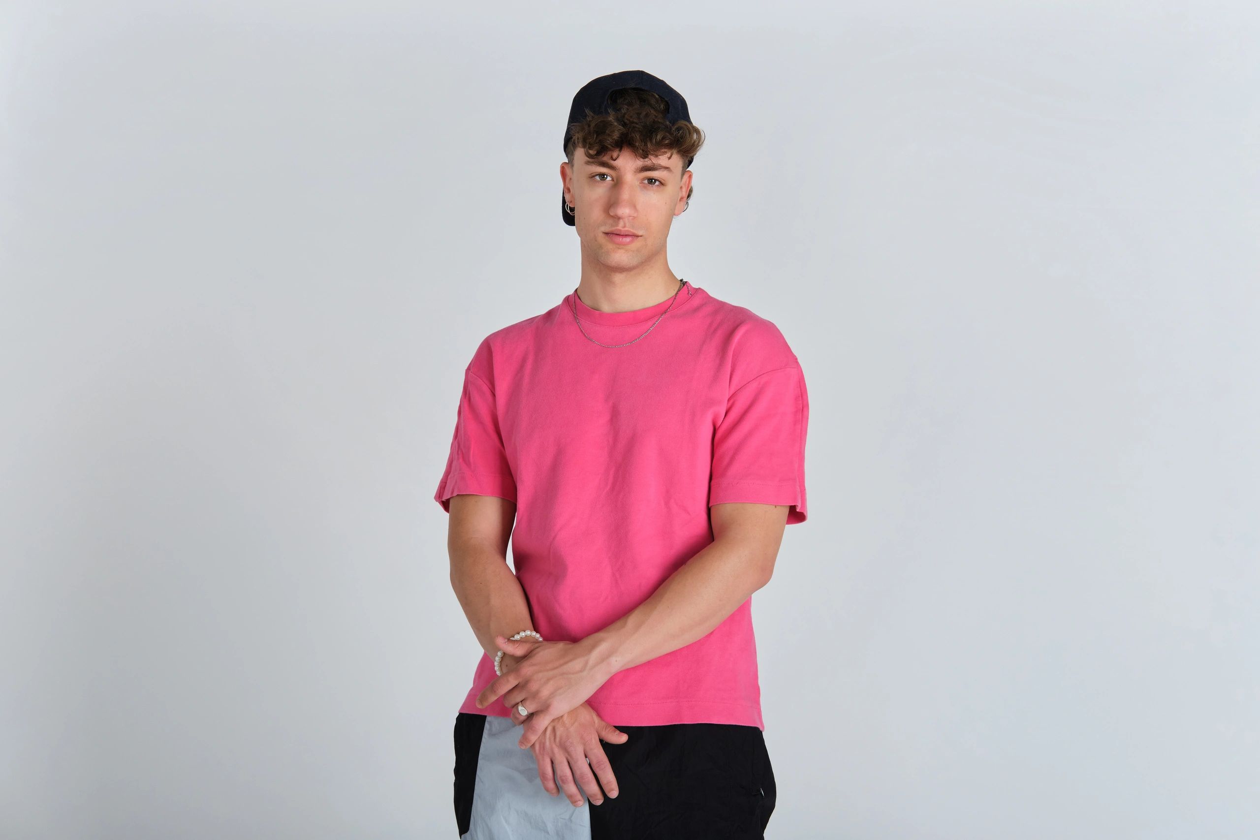 Stylish sportswear model wearing colorful clothing