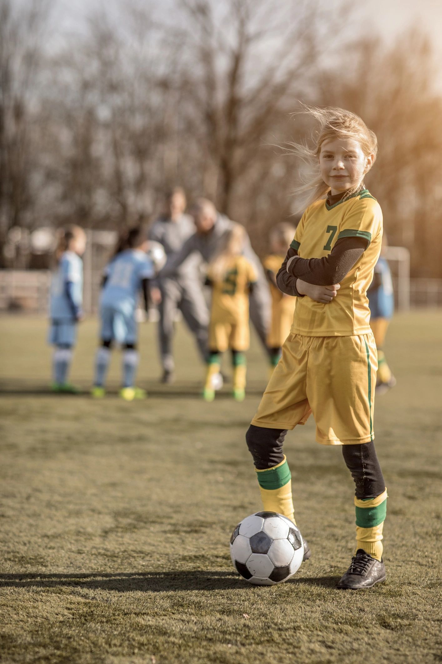 Female soccer player representing women's sportswear